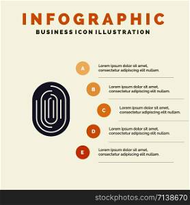 Fingerprint, Identity, Recognition, Scan, Scanner, Scanning Solid Icon Infographics 5 Steps Presentation Background