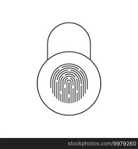 Fingerprint padlock icon. Fingerprint lock or unlock. Locked and unlocked modes. Linear icons. Trendy design. Vector illustration