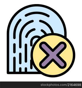 Fingerprint rejected icon. Outline fingerprint rejected vector icon color flat isolated. Fingerprint rejected icon color outline vector
