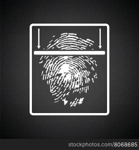 Fingerprint scan icon. Black background with white. Vector illustration.