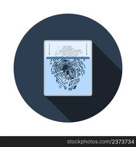 Fingerprint Scan Icon. Flat Circle Stencil Design With Long Shadow. Vector Illustration.