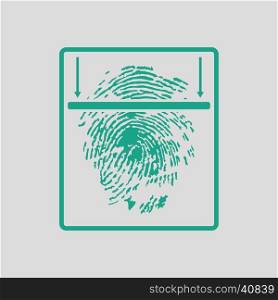 Fingerprint scan icon. Gray background with green. Vector illustration.