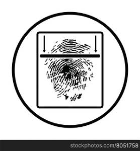 Fingerprint scan icon. Thin circle design. Vector illustration.