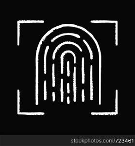 Fingerprint scanning chalk icon. Touch id. Biometric identification. Fingerprint recognition. Isolated vector chalkboard illustration. Fingerprint scanning chalk icon
