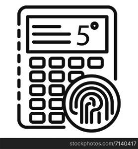 Fingerprint smart lock icon. Outline fingerprint smart lock vector icon for web design isolated on white background. Fingerprint smart lock icon, outline style