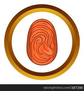 Fingerprint vector icon in golden circle, cartoon style isolated on white background. Fingerprint vector icon