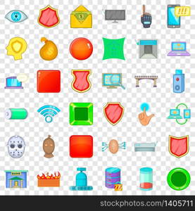Fingerprint vicons set. Cartoon style of 36 fingerprint vector icons for web for any design. Fingerprint icons set, cartoon style