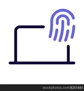 Fingerprints feature in laptop utilized for security.