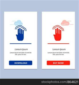 Fingers, Four, Gestures, Interface, Multiple Tap Blue and Red Download and Buy Now web Widget Card Template