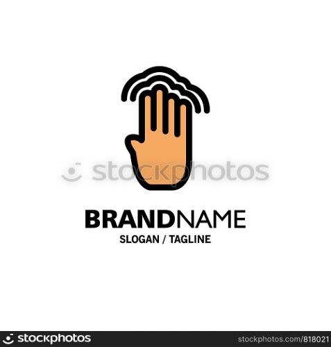 Fingers, Four, Gestures, Interface, Multiple Tap Business Logo Template. Flat Color