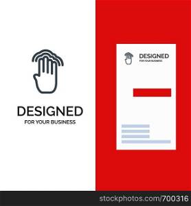 Fingers, Four, Gestures, Interface, Multiple Tap Grey Logo Design and Business Card Template