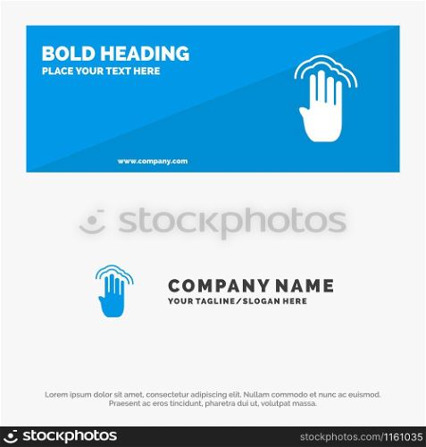 Fingers, Four, Gestures, Interface, Multiple Tap SOlid Icon Website Banner and Business Logo Template