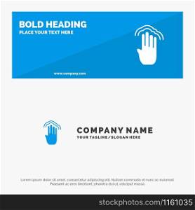 Fingers, Four, Gestures, Interface, Multiple Tap SOlid Icon Website Banner and Business Logo Template