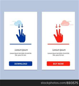 Fingers, Gesture, , Down Blue and Red Download and Buy Now web Widget Card Template