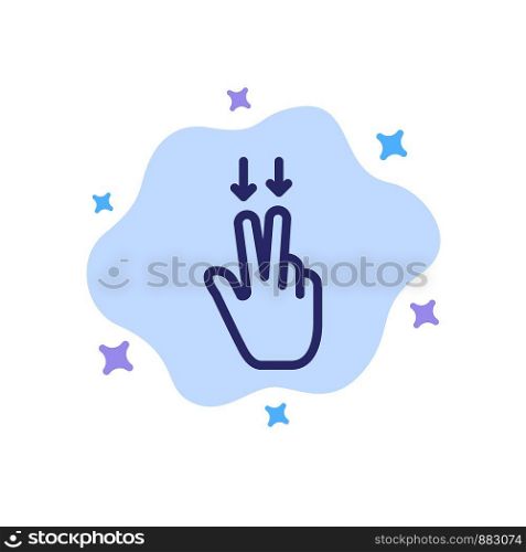 Fingers, Gesture, , Down Blue Icon on Abstract Cloud Background