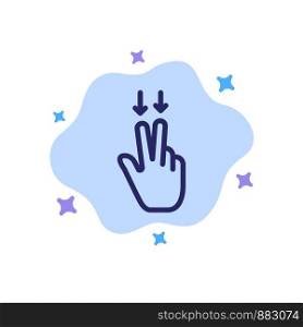 Fingers, Gesture, , Down Blue Icon on Abstract Cloud Background