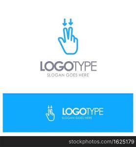 Fingers, Gesture, , Down Blue Outline Logo Place for Tagline