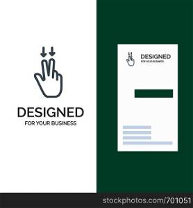 Fingers, Gesture, , Down Grey Logo Design and Business Card Template