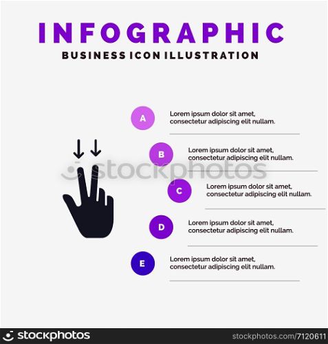 Fingers, Gesture, , Down Solid Icon Infographics 5 Steps Presentation Background
