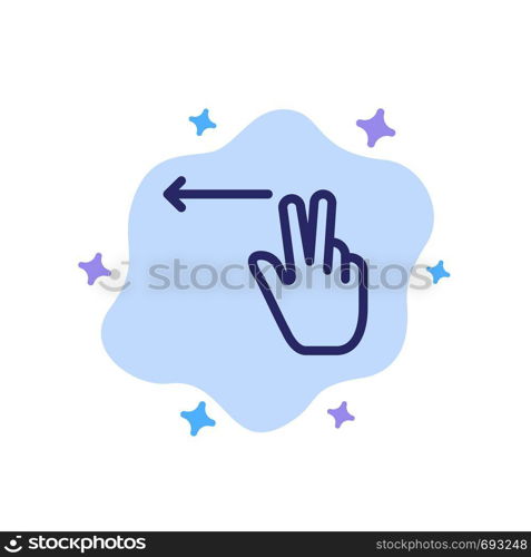 Fingers, Gesture, Left Blue Icon on Abstract Cloud Background