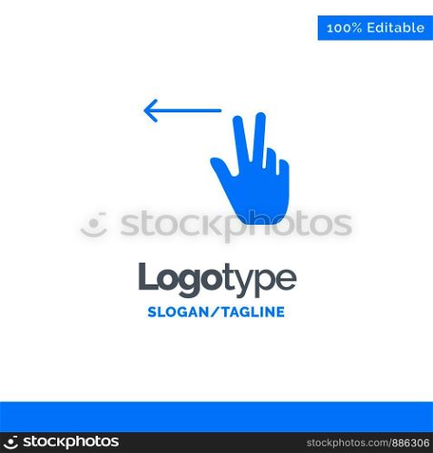 Fingers, Gesture, Left Blue Solid Logo Template. Place for Tagline