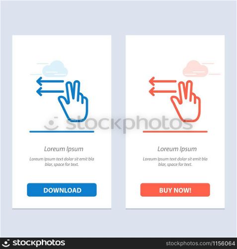 Fingers, Gesture, Lefts Blue and Red Download and Buy Now web Widget Card Template