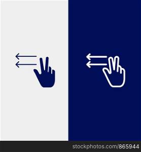 Fingers, Gesture, Lefts Line and Glyph Solid icon Blue banner Line and Glyph Solid icon Blue banner