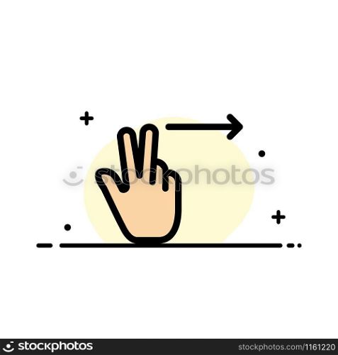 Fingers, Gesture, Right Business Flat Line Filled Icon Vector Banner Template