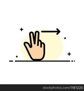 Fingers, Gesture, Right Business Flat Line Filled Icon Vector Banner Template