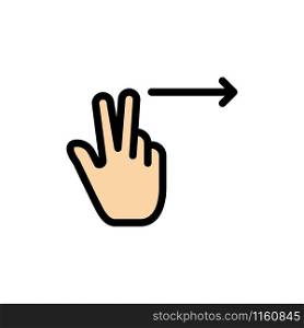 Fingers, Gesture, Right Flat Color Icon. Vector icon banner Template