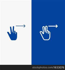 Fingers, Gesture, Right Line and Glyph Solid icon Blue banner Line and Glyph Solid icon Blue banner
