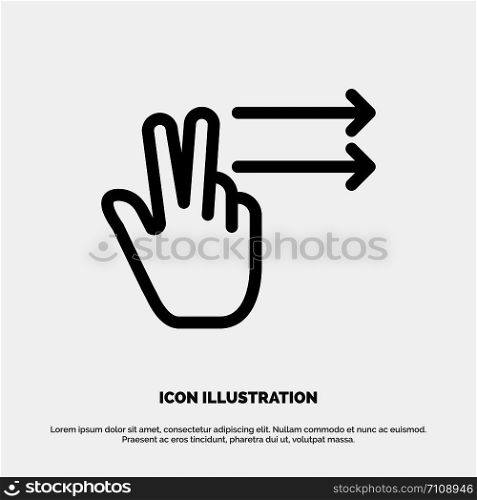 Fingers, Gesture, Right Line Icon Vector