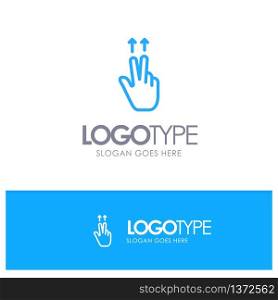 Fingers, Gesture, Ups Blue Outline Logo Place for Tagline