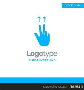 Fingers, Gesture, Ups Blue Solid Logo Template. Place for Tagline