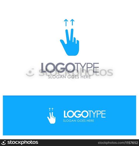Fingers, Gesture, Ups Blue Solid Logo with place for tagline