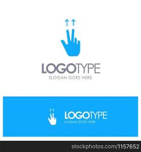 Fingers, Gesture, Ups Blue Solid Logo with place for tagline