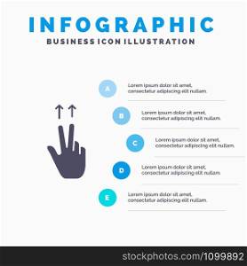 Fingers, Gesture, Ups Solid Icon Infographics 5 Steps Presentation Background