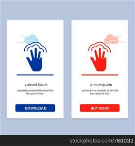 Fingers, Gestures, Hand, Interface, Multiple Touch Blue and Red Download and Buy Now web Widget Card Template