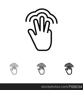 Fingers, Gestures, Hand, Interface, Multiple Touch Bold and thin black line icon set