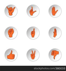 Fingers icons set. Cartoon illustration of 9 fingers vector icons for web. Fingers icons set, cartoon style