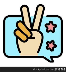 Fingers victory icon. Outline fingers victory vector icon color flat isolated. Fingers victory icon color outline vector