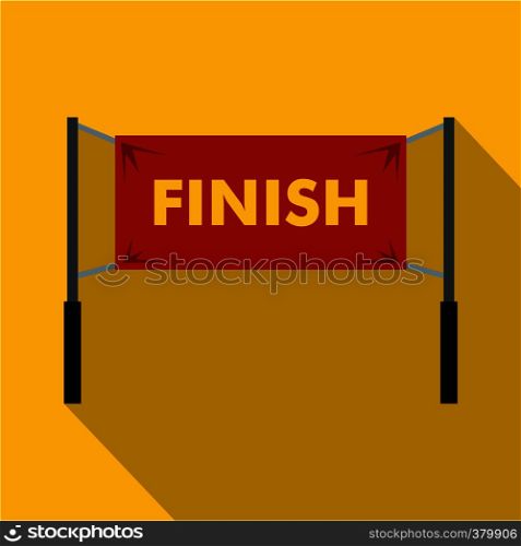 Finish line icon. Flat illustration of finish line vector icon for web isolated on yellow background. Finish line icon, simple style