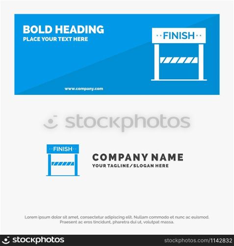 Finish, Line, Sport, Game SOlid Icon Website Banner and Business Logo Template