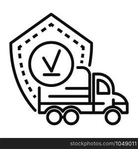 Finish truck delivered icon. Outline finish truck delivered vector icon for web design isolated on white background. Finish truck delivered icon, outline style