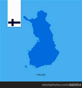 Finland Country Map with Flag over Blue background. Vector EPS10 Abstract Template background