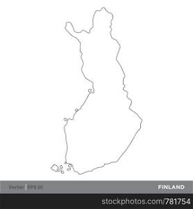 Finland - Outline Europe Country Map Vector Template, stroke editable Illustration Design. Vector EPS 10.