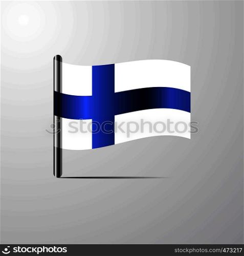 Finland waving Shiny Flag design vector