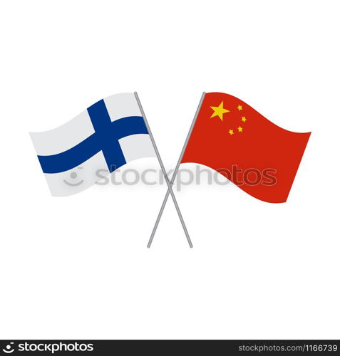 Finnish and Chinese flags vector isolated on white background