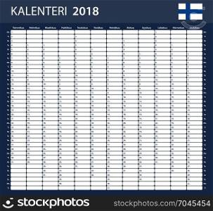 Finnish Planner blank for 2018. Scheduler, agenda or diary template.