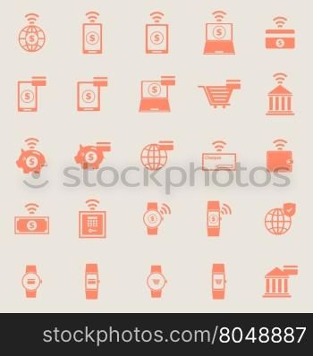 Fintech color icons on grey background, stock vector